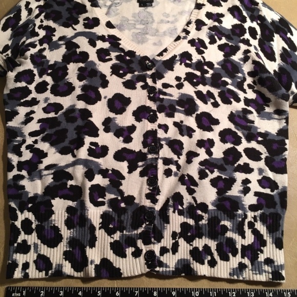 NICOLE MILLER Spring Summer Cardigan, Pre-owned; Multicolor LEOPARD print, Large - Picture 5 of 8